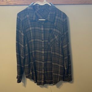 Torrid Green, Black, White Button Down w/ Embellishment